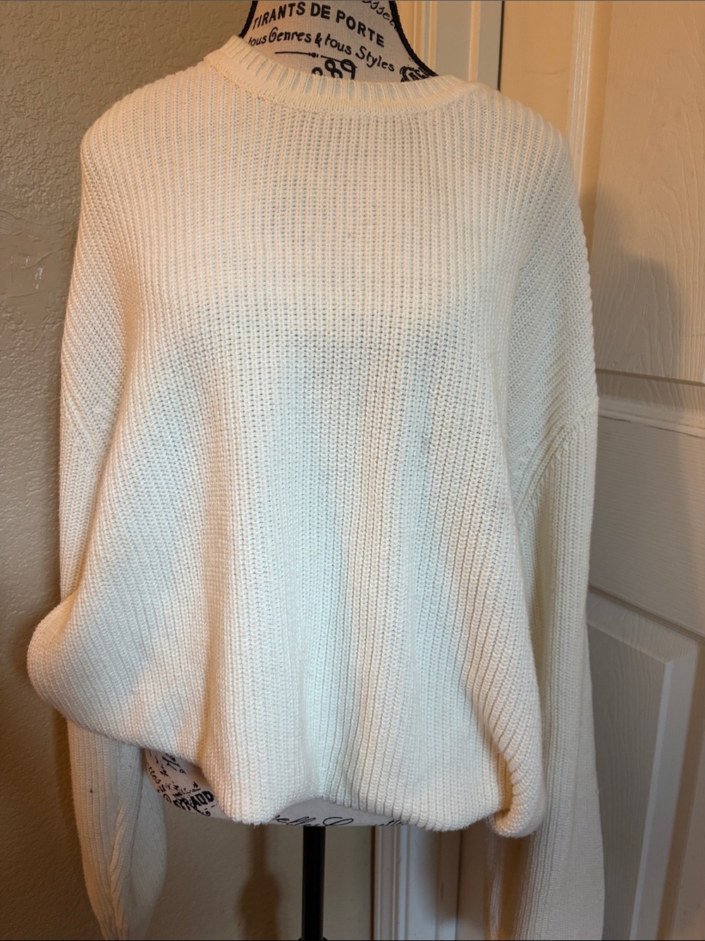 RSQ Cream Ribbed Crewneck Sweater - from Tilly’s